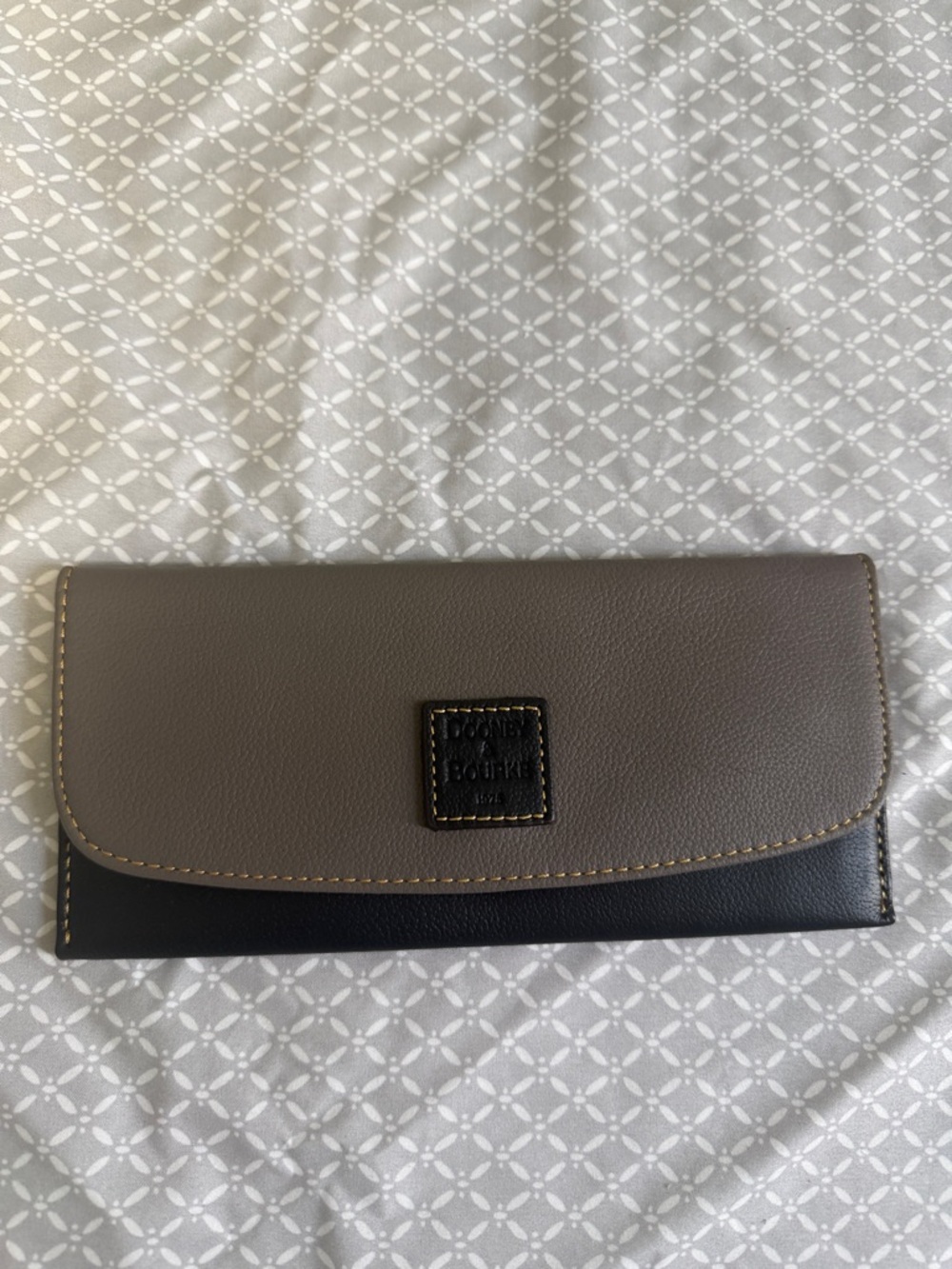 Dooney & Bourke Two-Tone Taupe and Black Continental Wallet